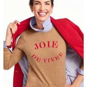 JOIE DE VIVRE Petite Tan & Red Sweater by Talbots  SP